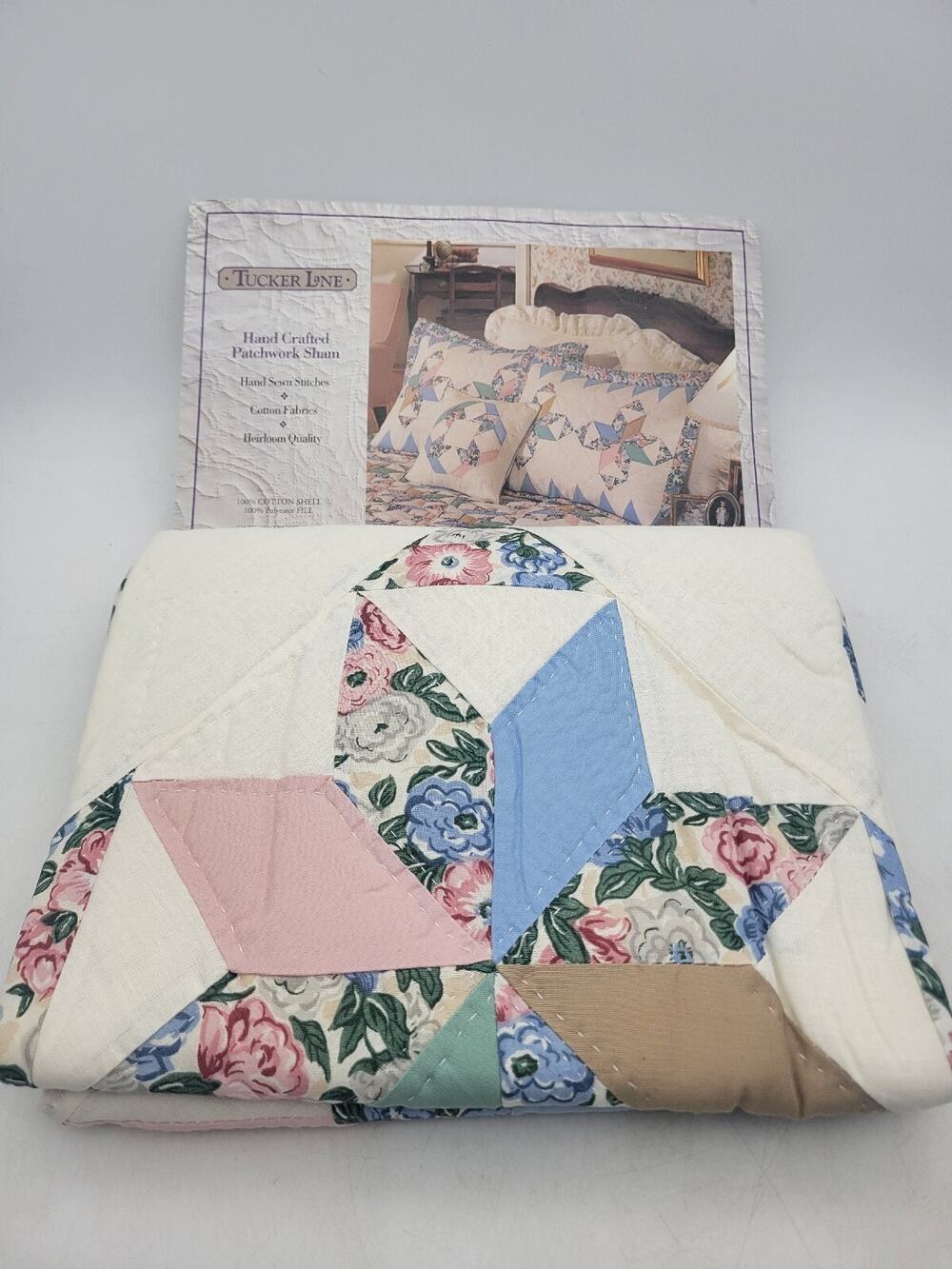(1)Handcrafted American Pacific Pillow Sham Patch Work QuiltApprox 32" X 26" NOS